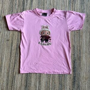 Pink Kids Graphic Tee with Labubu Character